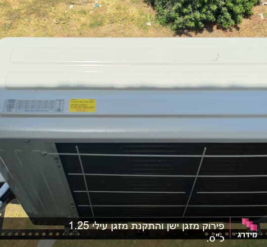 יחידת מזגן חיצונית מותקנת על מתקן מתכת